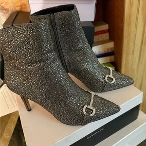 Silver Ankle Booties with Stiletto Heel